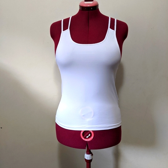 Forever 21 XX1 White Stretchy Strappy Athletic Yoga Summer Tank Top XS S M